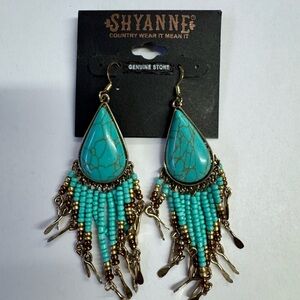 Shyanne Blue and Gold Chandelier Earrings